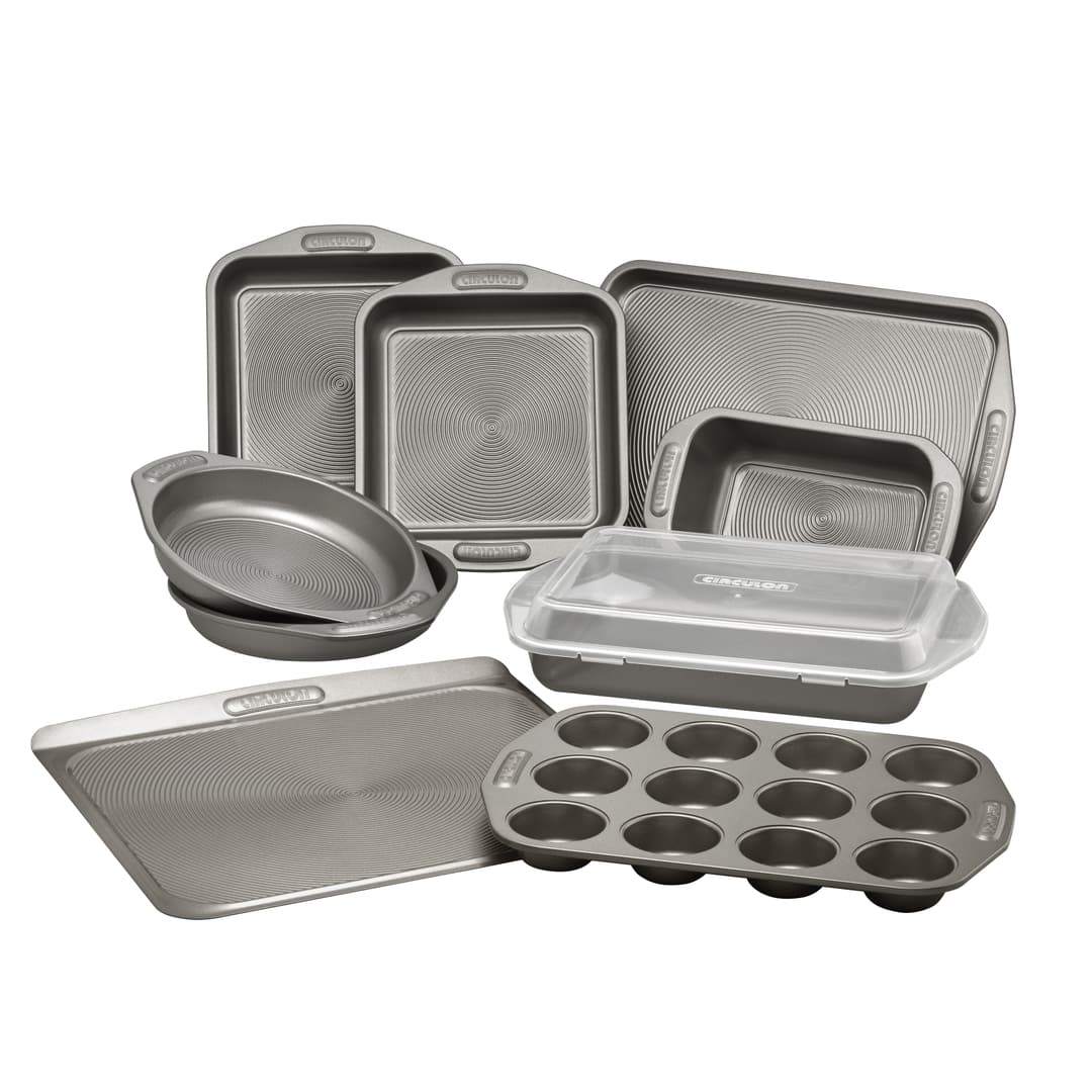 10 Piece Total Nonstick Bakeware Set - Gray