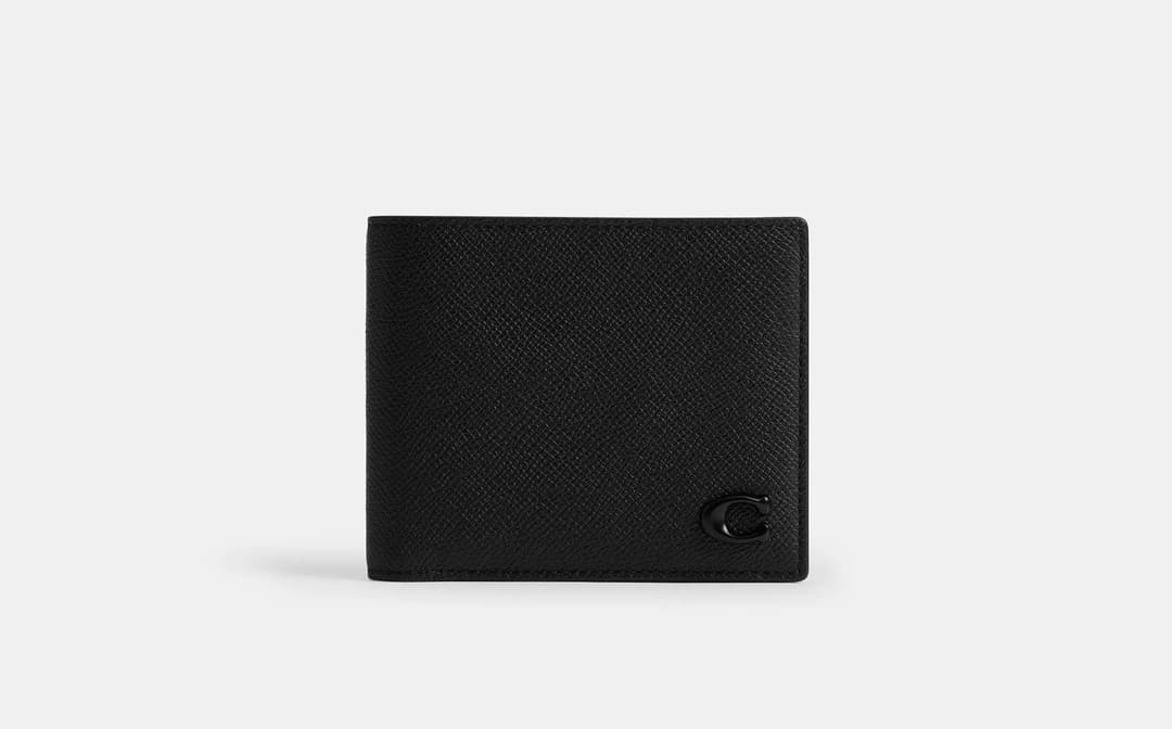3-In-1 Wallet w/ Signature Canvas Interior - Black